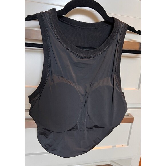 Klassy Network Women’s Ribbed Crop High Neck Tank With Built In Bra Medium Black - Picture 4 of 4